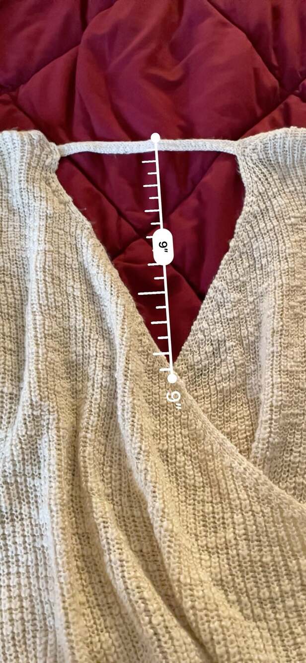Miou Muse Beige Knit Long Sleeve Wrap Sweater - Picture 6 of 7